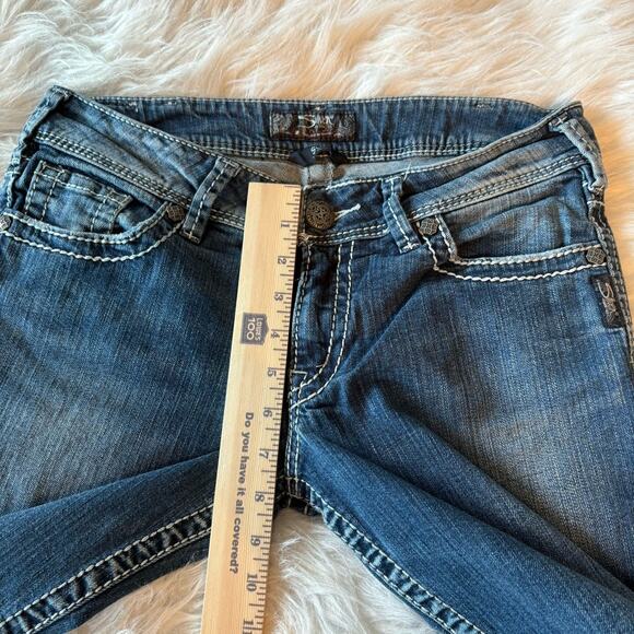 Silver Jeans‎ Womens 30 Blue Suki Bootcut Dark Wash Low Rise Denim Embroidered - Picture 9 of 11